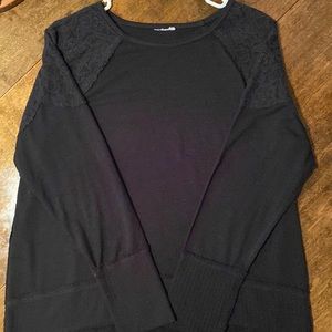 Knox Rose size M black with embroidered shoulders and arms crew neck sweater.